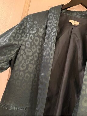 Entro Dark Green Leopard Jacquard Blazer Size L